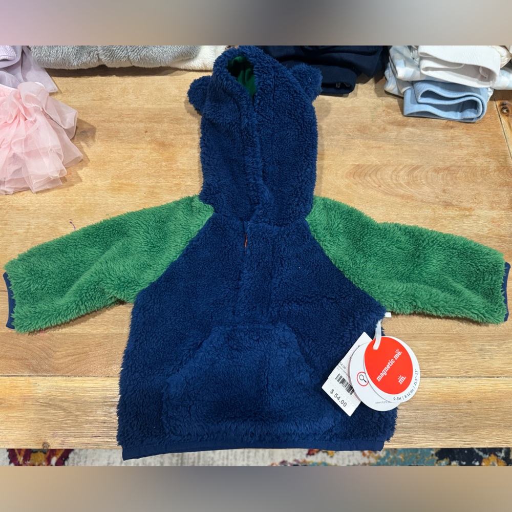 MagneticMe blue/green fleece pullover NWT